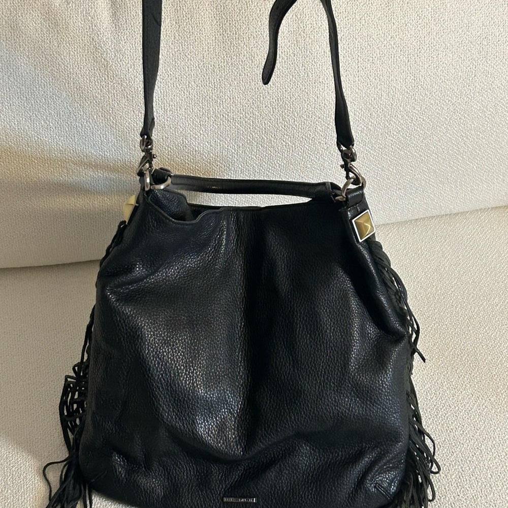 Rebecca Minkoff Black Fringe Hobo Bag Crossbody